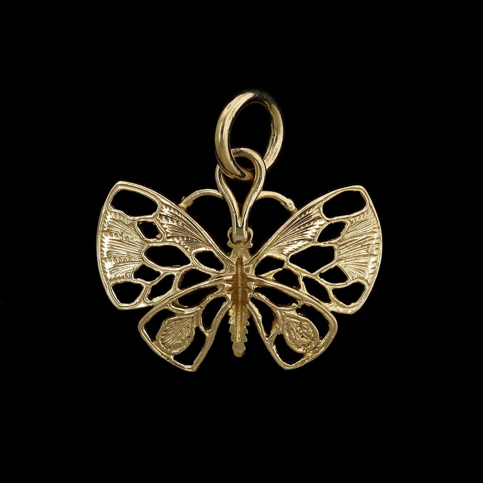 14K Yellow Gold Estate Enamel Butterfly Charm