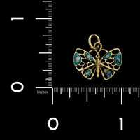 14K Yellow Gold Estate Enamel Butterfly Charm