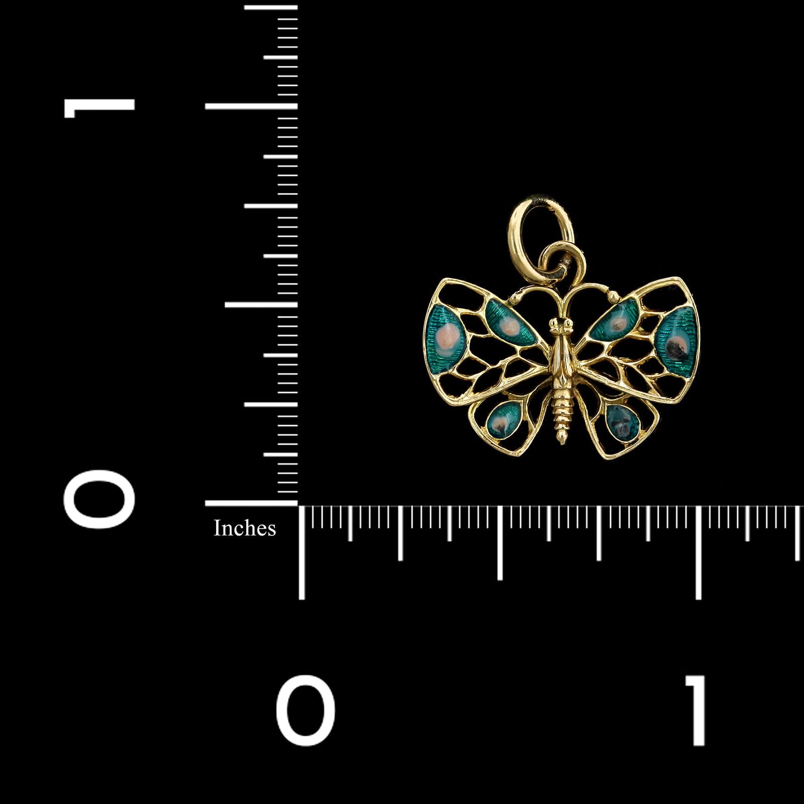 14K Yellow Gold Estate Enamel Butterfly Charm