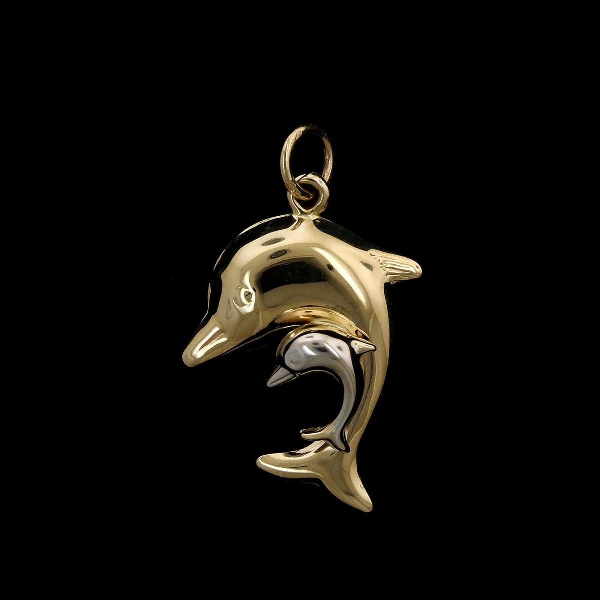 13K Two-tone Gold Estate Dolphin Charm
