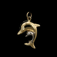 13K Two-tone Gold Estate Dolphin Charm
