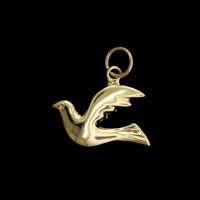 14K Yellow Gold Estate Dove Charm