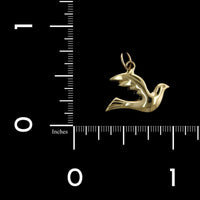14K Yellow Gold Estate Dove Charm