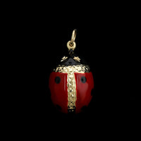 14K Yellow Gold Estate Enamel Ladybug Charm