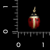 14K Yellow Gold Estate Enamel Ladybug Charm