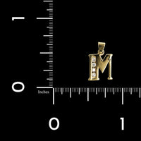 14K Yellow Gold Estate Diamond M Initial Pendant