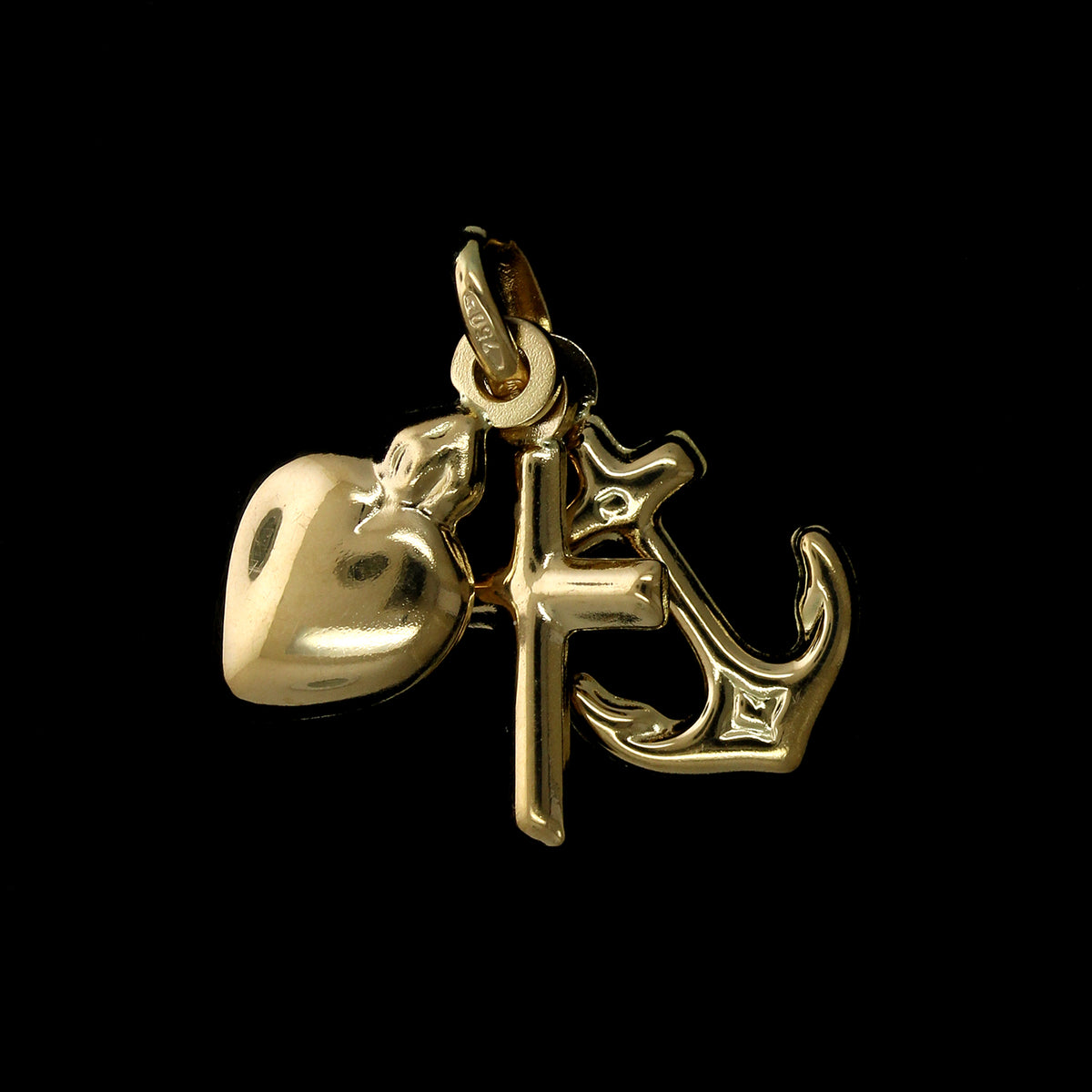 18K Yellow Gold Faith, Hope and Charity Charm