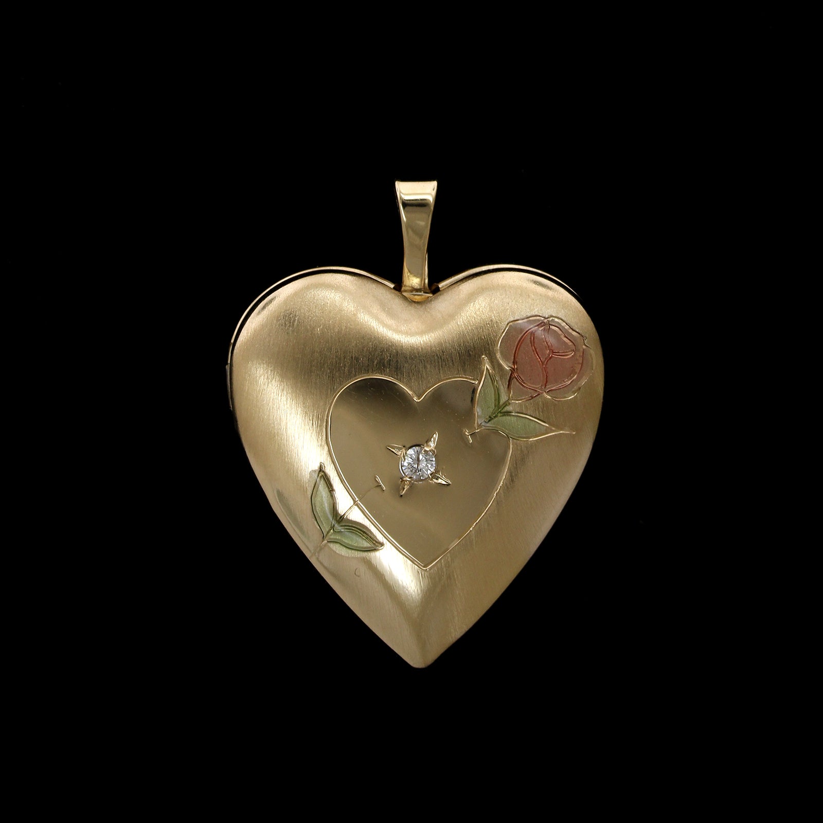 14K Two-Tone Estate Diamond Heart Locket