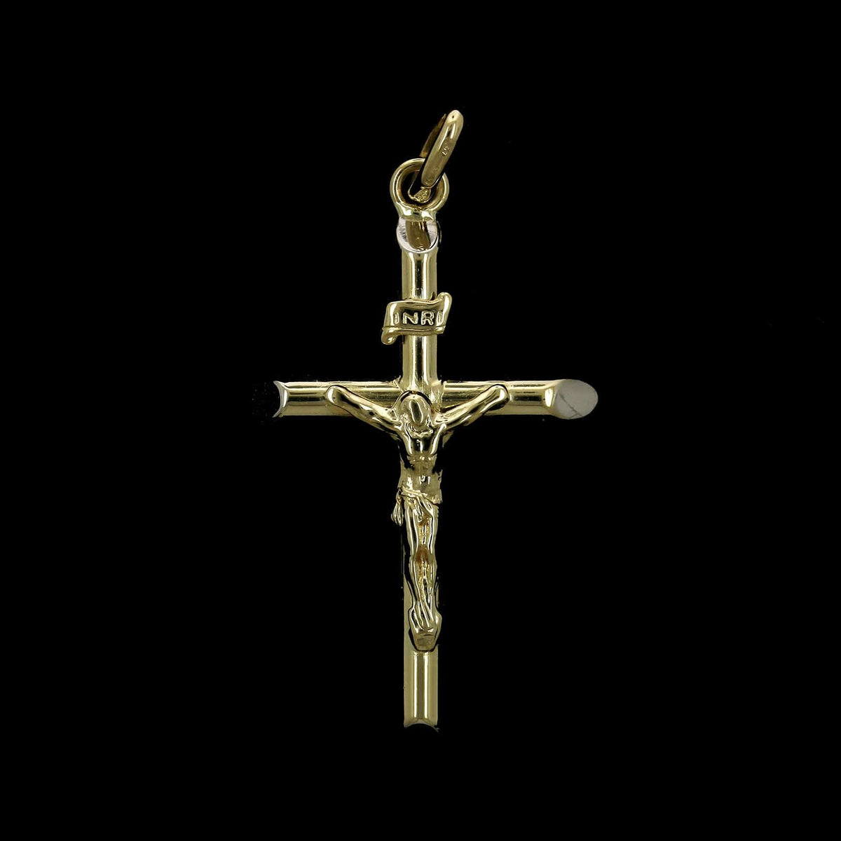 18K Yellow Gold Estate Crucifix Cross Pendant