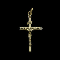 18K Yellow Gold Estate Crucifix Cross Pendant