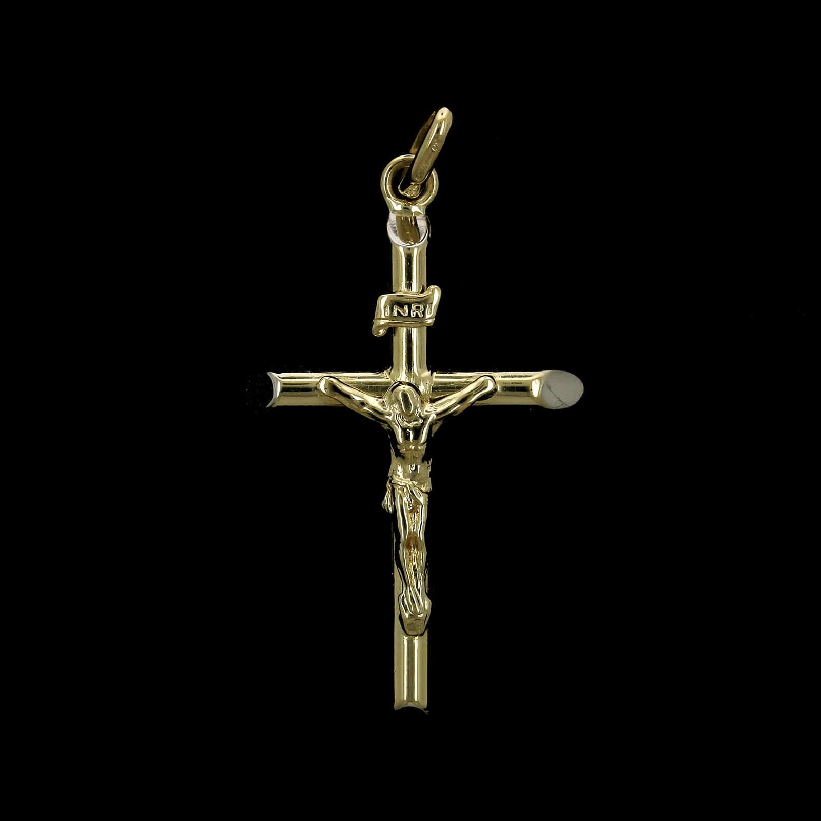 18K Yellow Gold Estate Crucifix Cross Pendant