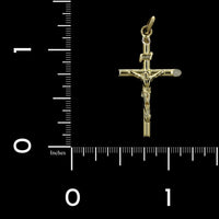 18K Yellow Gold Estate Crucifix Cross Pendant