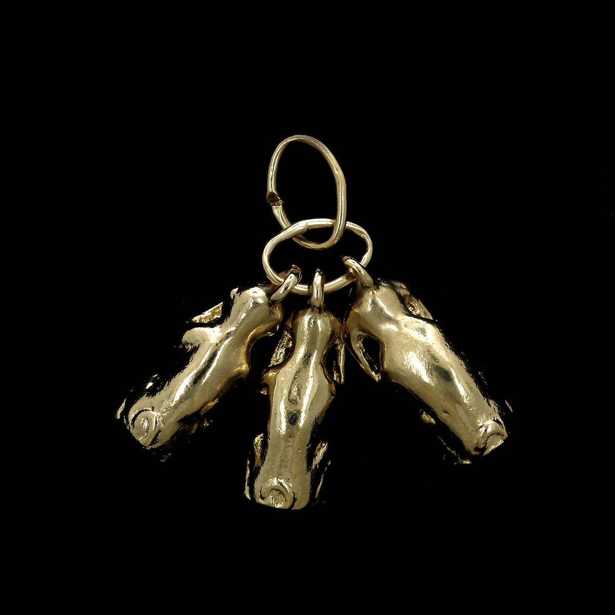 14K Yellow Gold Estate Speak, See and Hear No Evil Charm