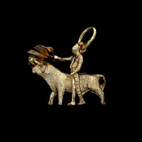 18K Yellow Gold Estate Matador and Bull Charm