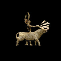 18K Yellow Gold Estate Matador and Bull Charm