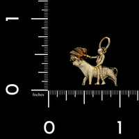 18K Yellow Gold Estate Matador and Bull Charm