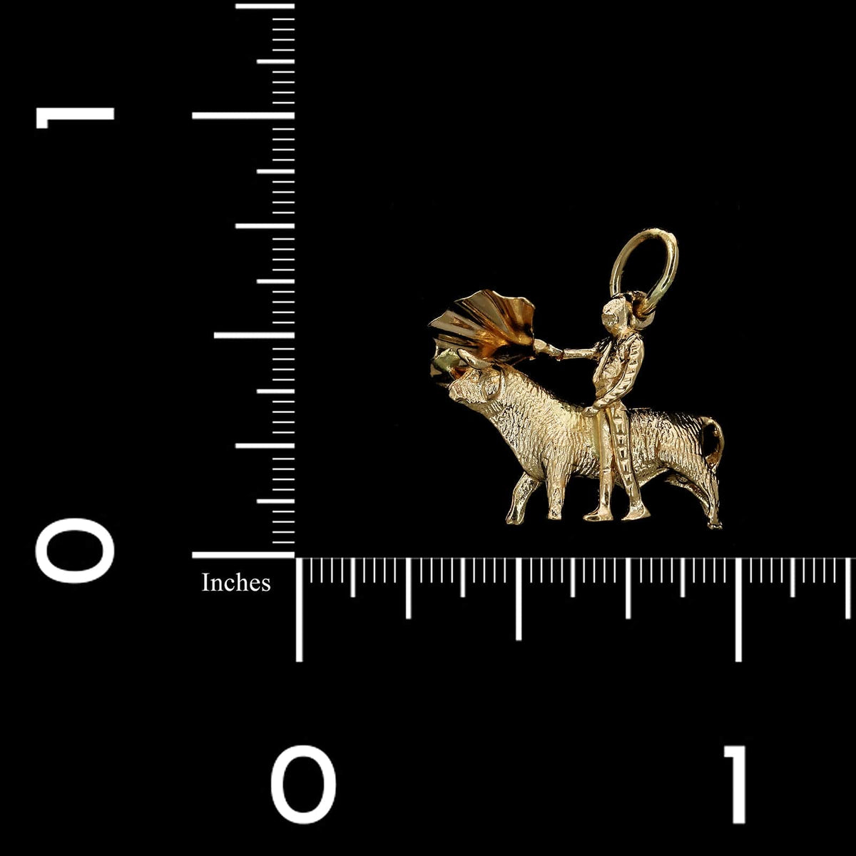 18K Yellow Gold Estate Matador and Bull Charm
