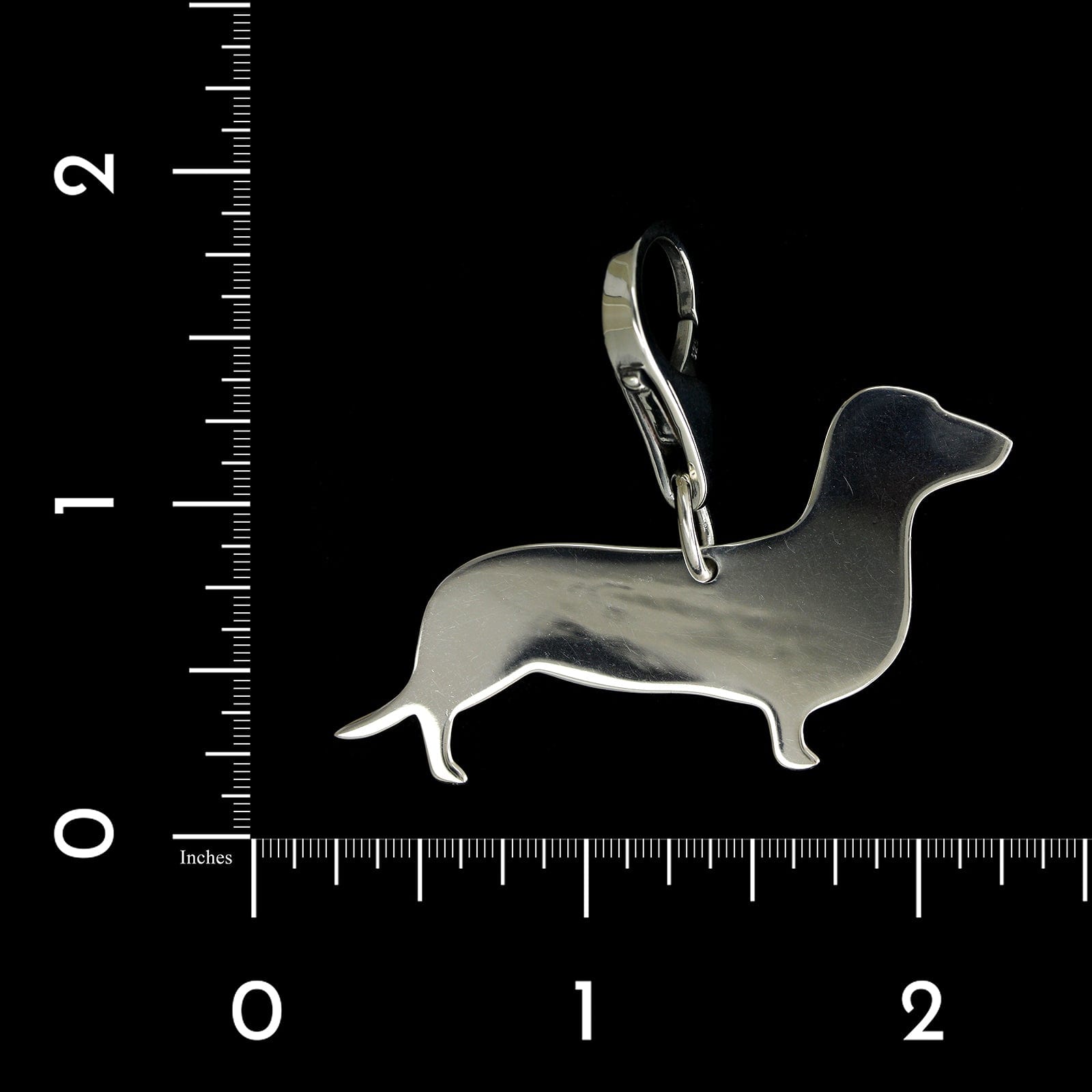 Tiffany & Co. Sterling Silver Estate Dachshund Dog Tag Key Ring Charm