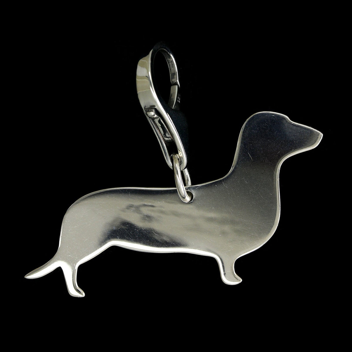 Tiffany & Co. Sterling Silver Dachshund Dog Tag Key Ring Charm