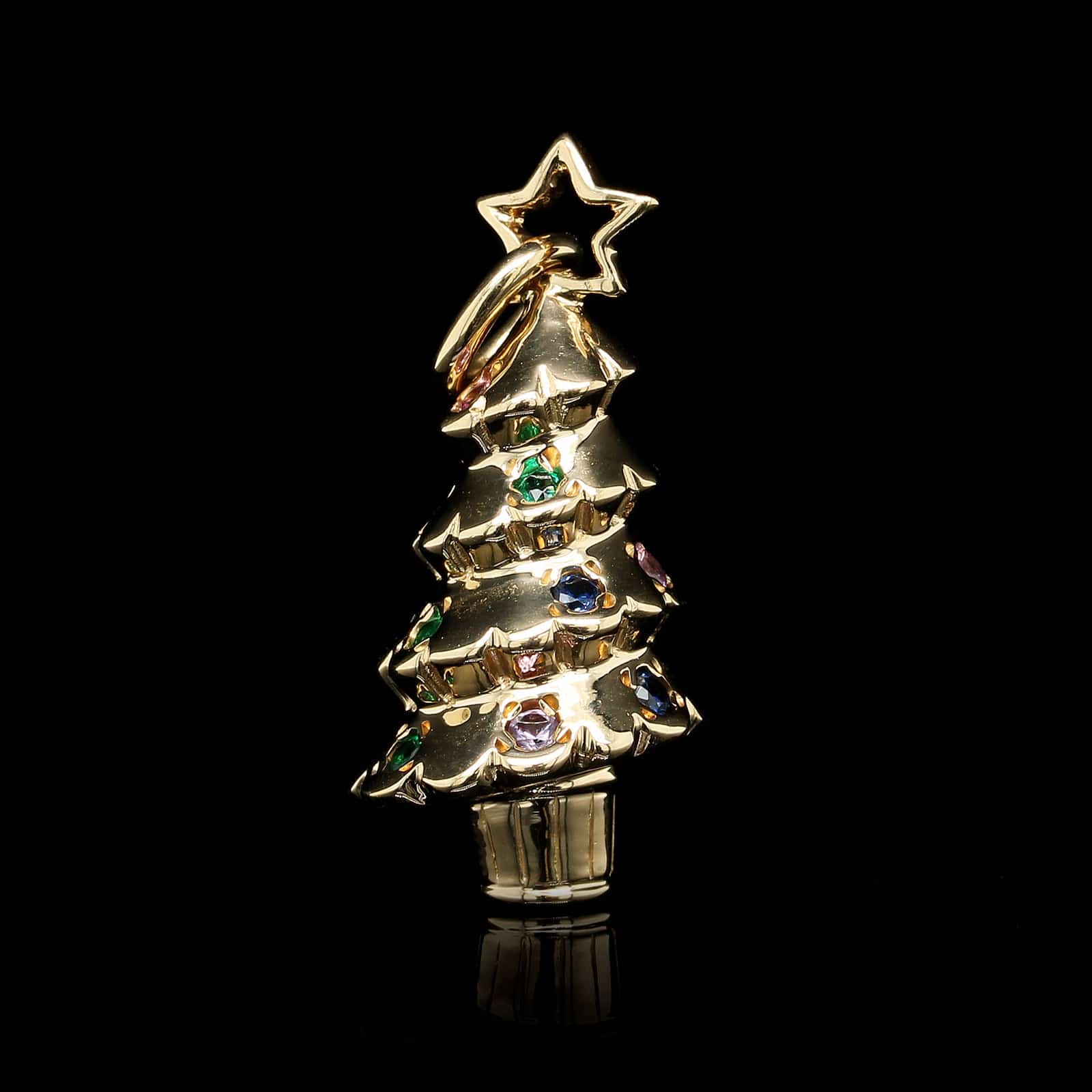 Tiffany & Co. 18K Yellow Gold Estate Gem-Set Christmas Tree Charm