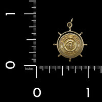 14K Yellow Gold Estate Cape Cod Ship Wheel Charm