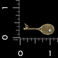 14K Yellow Gold Estate Tennis Racket Charm