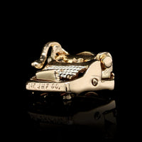 14K Yellow Gold Estate Movable Typewriter Charm