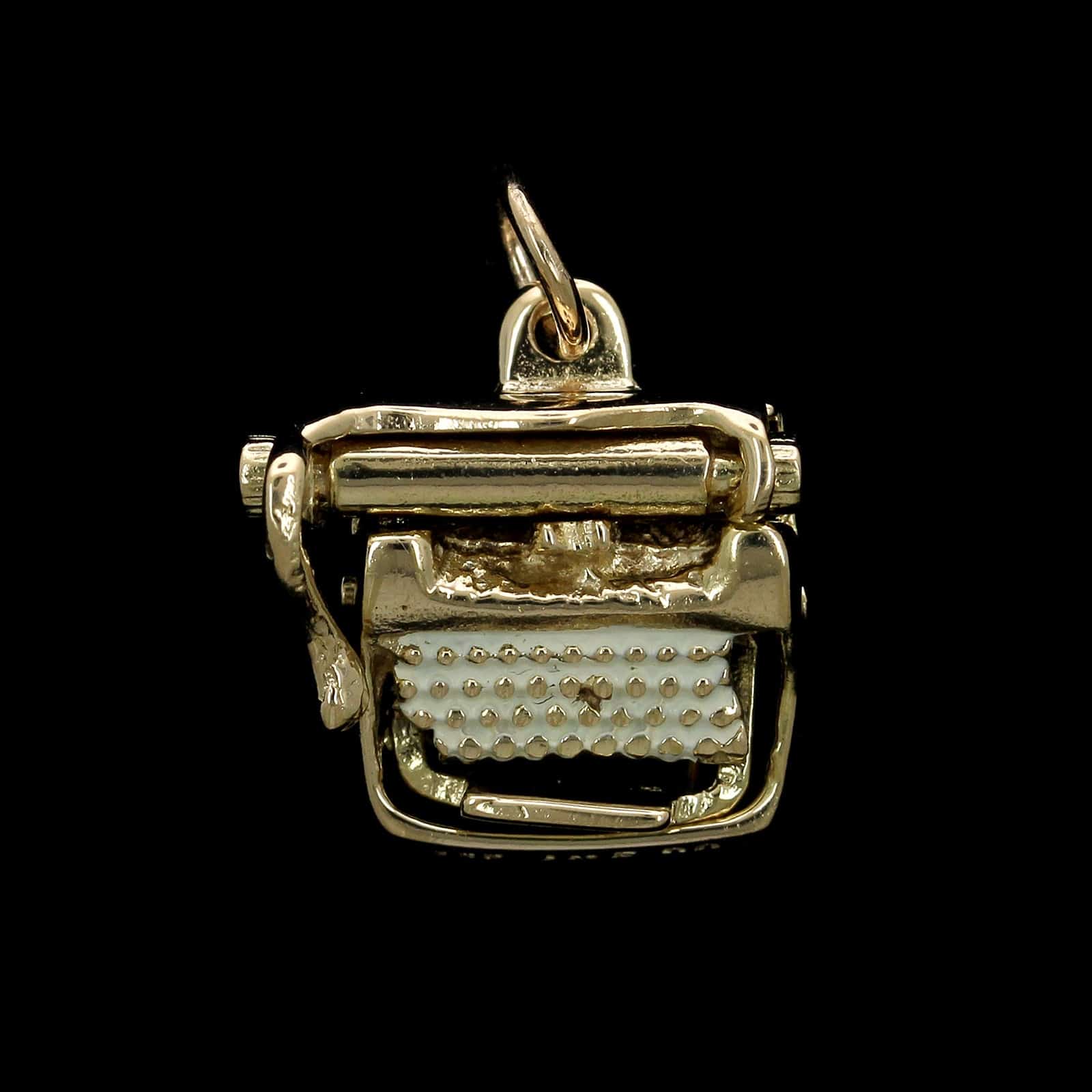14K Yellow Gold Estate Movable Typewriter Charm