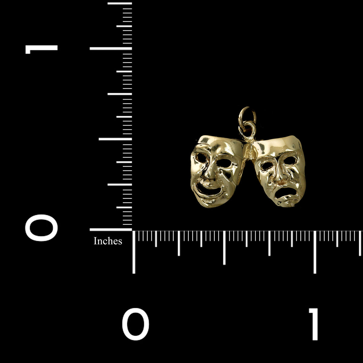 14K Yellow Gold Estate Comedy and Tragedy Mask Charm