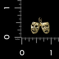 14K Yellow Gold Estate Comedy and Tragedy Mask Charm