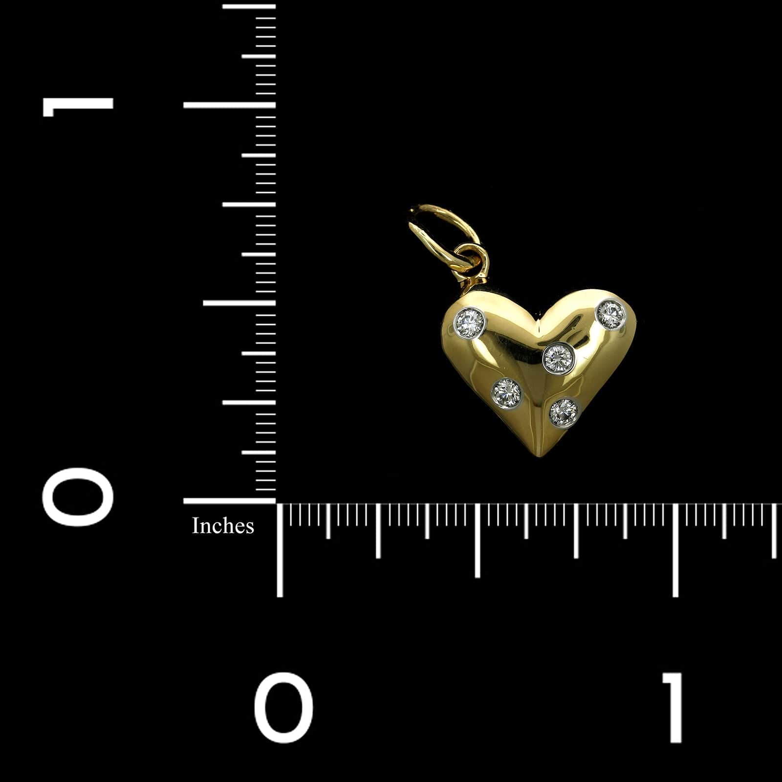 Tiffany & Co. 18K Yellow Gold and Platinum Estate Diamond Etoile Heart Charm
