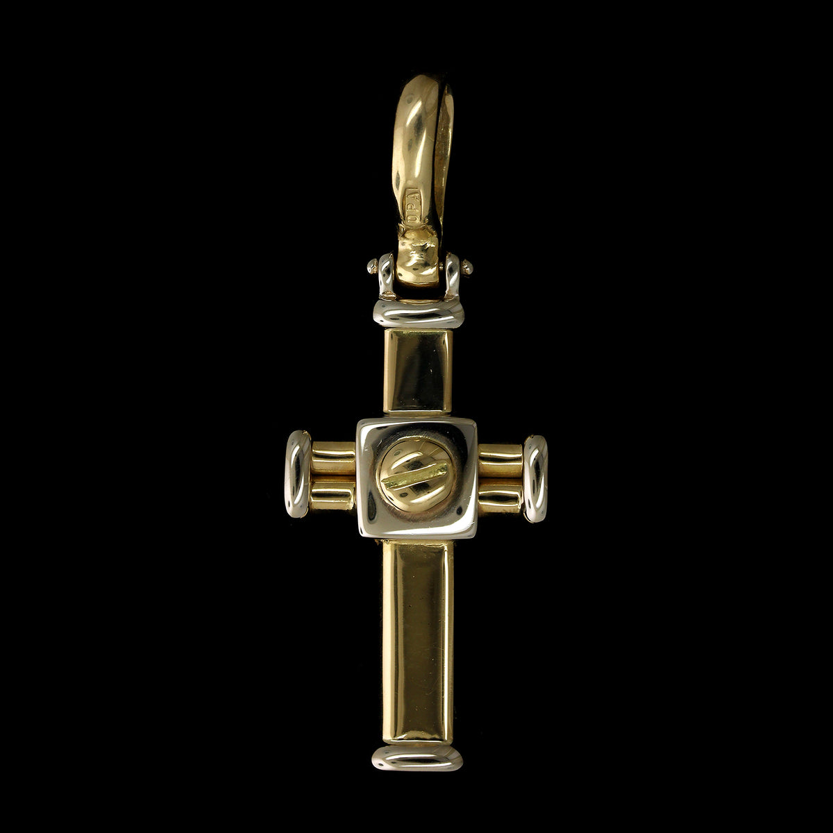 18K Two-tone Gold Estate Cross Pendant