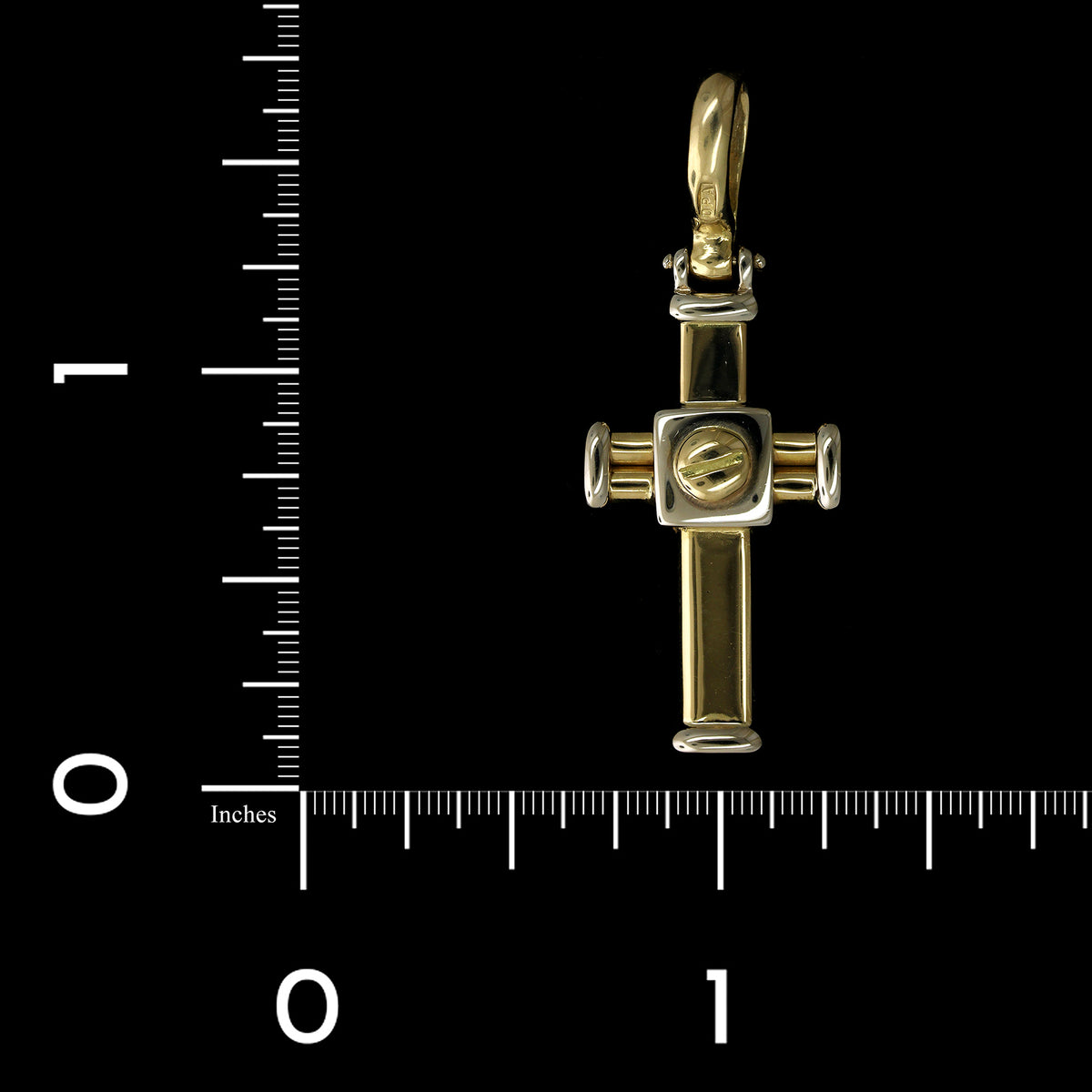 18K Two-tone Gold Estate Cross Pendant