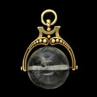 Antique 18K Yellow Gold Estate Rock Crystal Fob Pendant