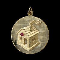 14K Yellow Gold Estate Cabin House Charm