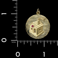 14K Yellow Gold Estate Cabin House Charm