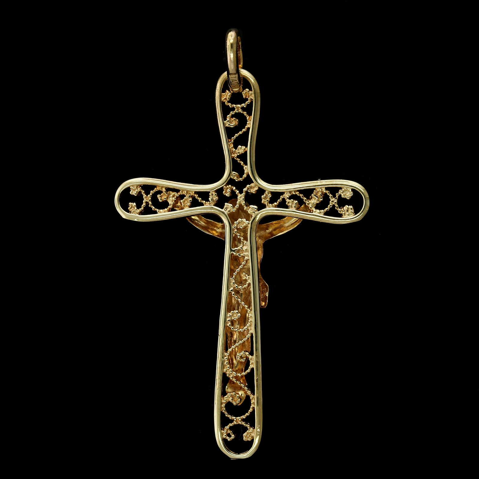 14K Yellow Gold Estate Crucifix Cross Charm