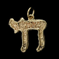 14K Yellow Gold Estate Chai Charm