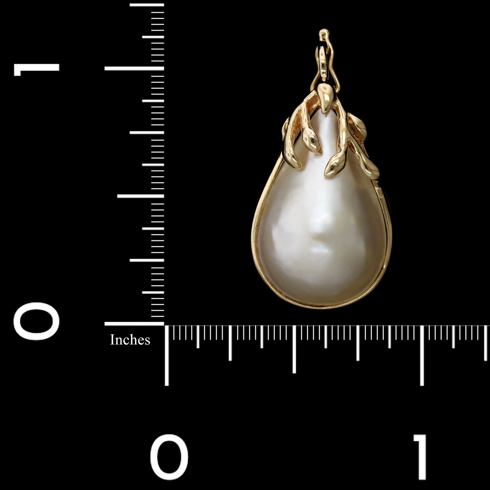 14K Yellow Gold Estate Cultured Mabe Pearl Pendant Enhancer