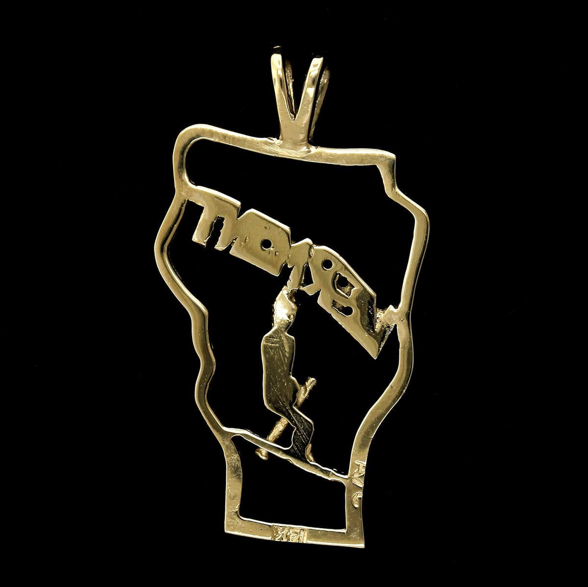 14K Yellow Gold Estate Vermont Skier Charm