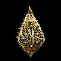 14K Yellow Gold Estate Filigree Pendant