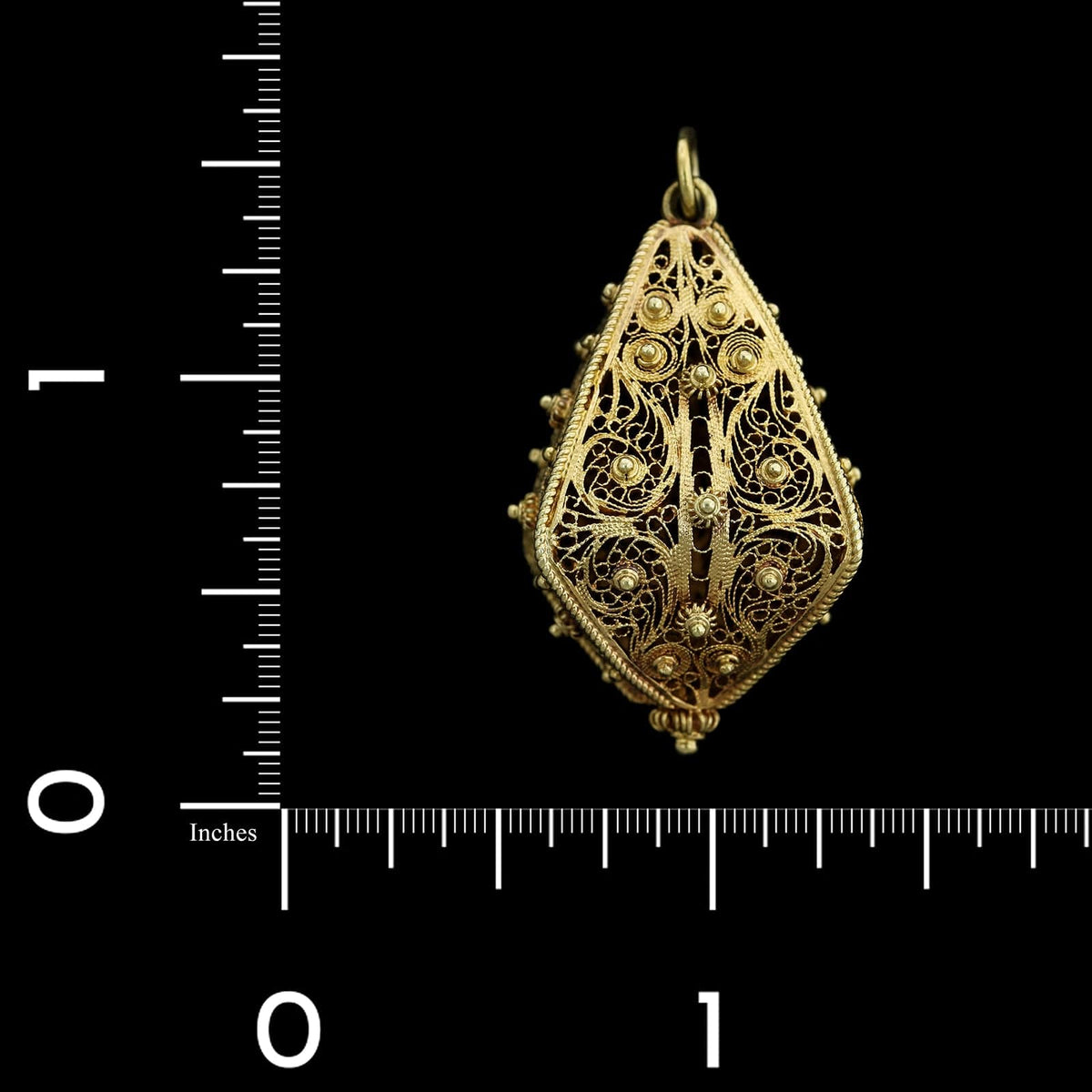 14K Yellow Gold Estate Filigree Pendant
