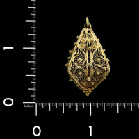 14K Yellow Gold Estate Filigree Pendant