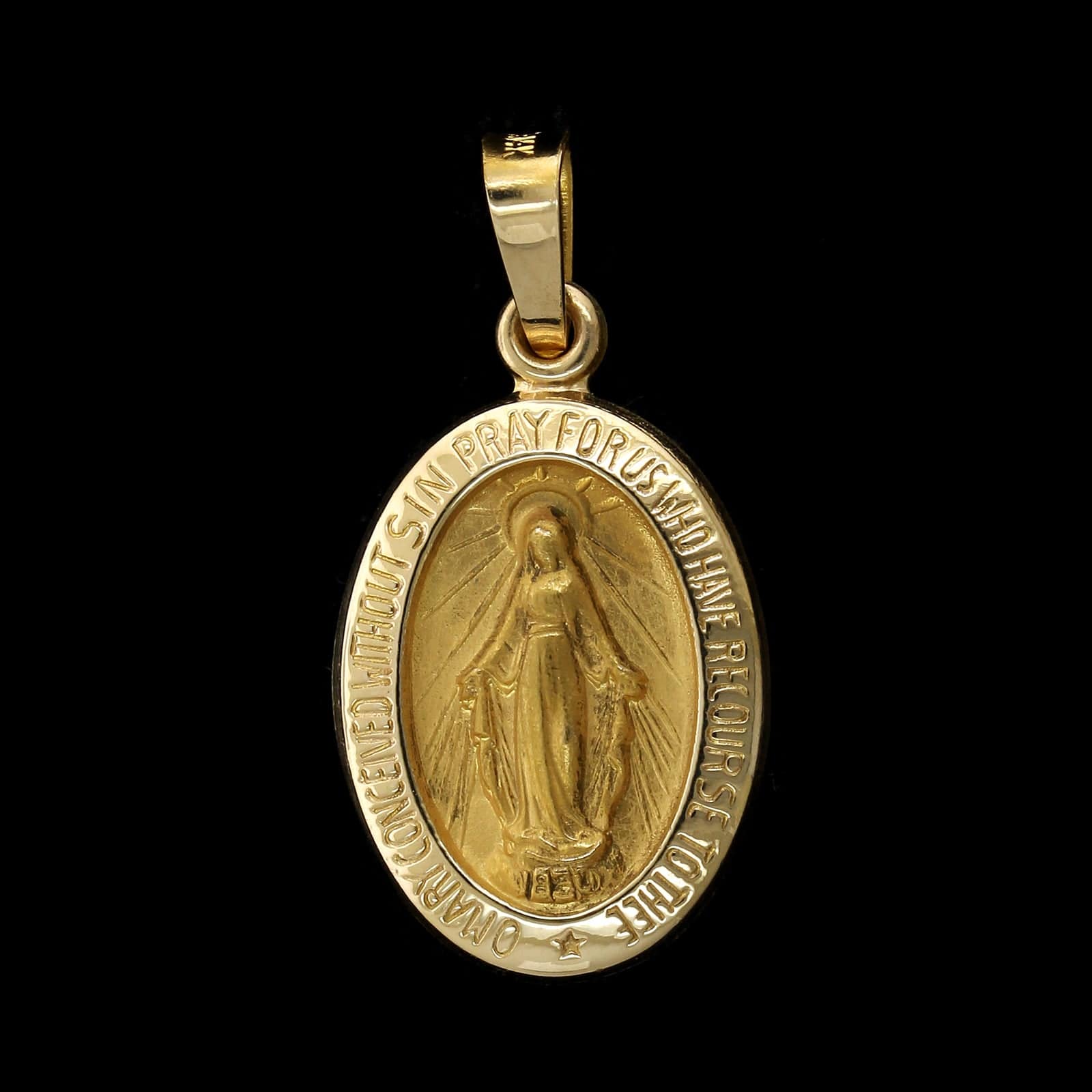 14K Yellow Gold Estate Miraculous Medal Charm