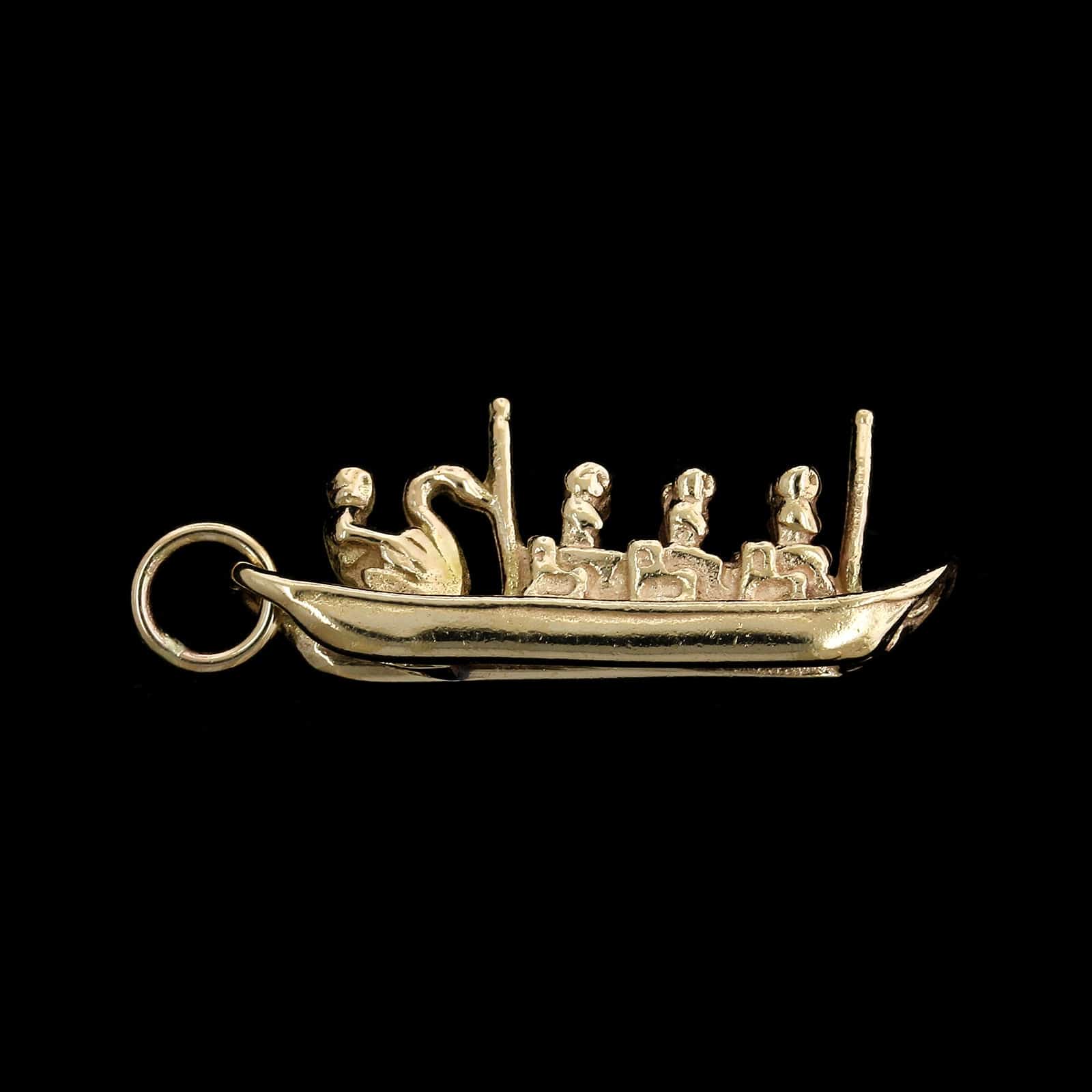 14K Yellow Gold Estate Swan Boat Charm