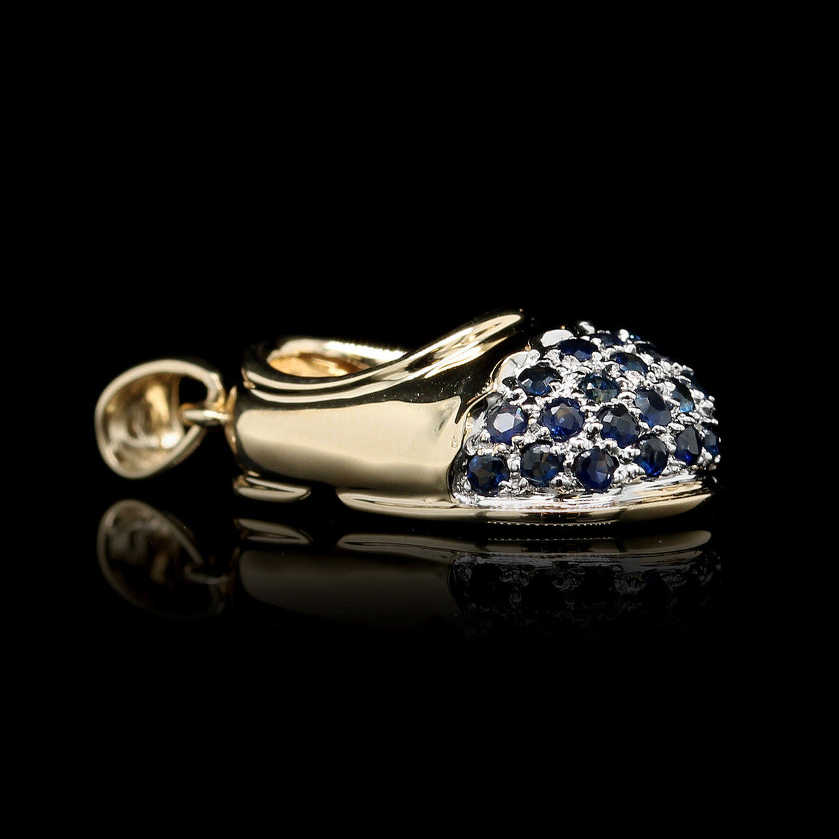 14K Two-Tone Gold Estate Sapphire Baby Shoe Charm