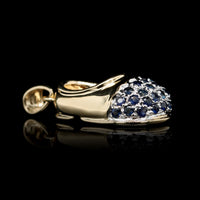 14K Two-Tone Gold Estate Sapphire Baby Shoe Charm