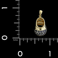14K Two-Tone Gold Estate Sapphire Baby Shoe Charm