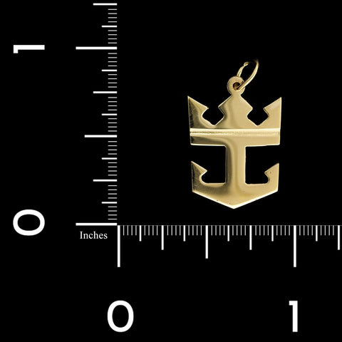 14k Yellow Gold Anchor Royal Caribbean Cruise Line 3/4 Earrings #1037