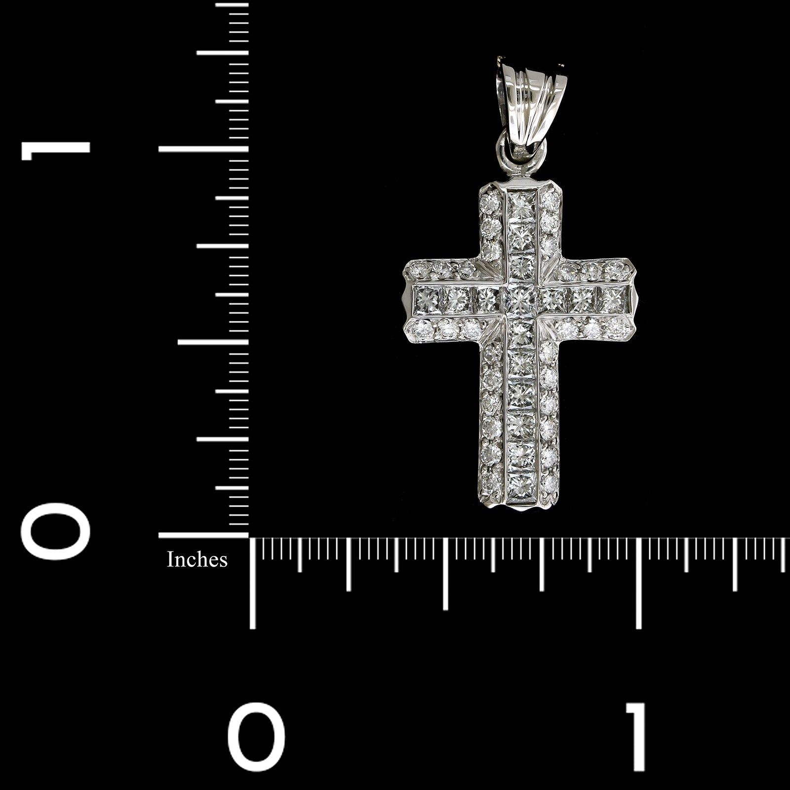 18K White Gold Estate Diamond Cross Pendant